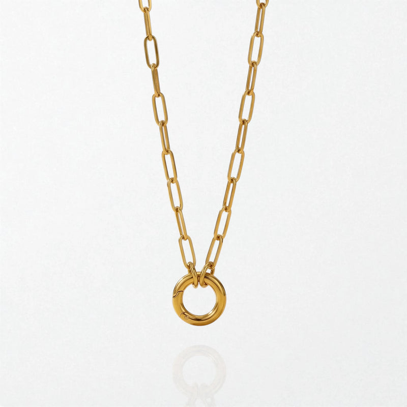 Modern Paperclip Link Necklace - 18K Gold Plated - Lena