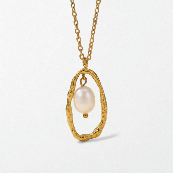 Molten Gold Pearl Necklace - 18K Gold Plated - Isla