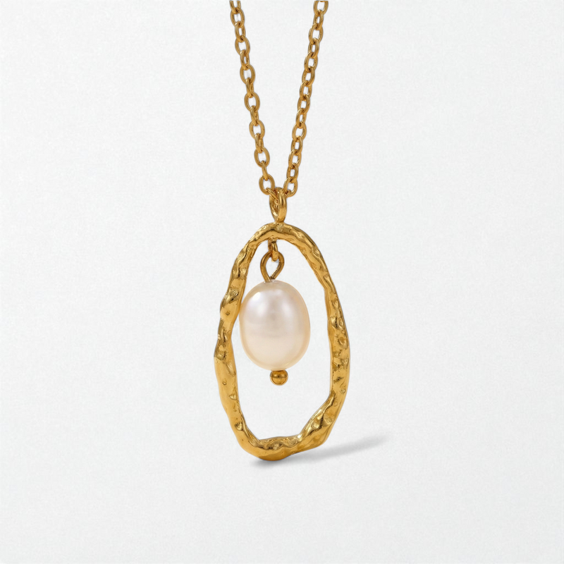 Molten Gold Pearl Necklace - Waterproof 18K Chain - Isla