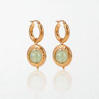 Molten Green Glass Drop Hoops - 18K Gold Plated - Imogen