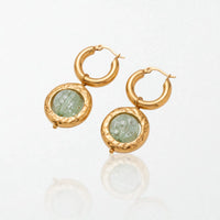 Molten Green Glass Drop Hoops - 18K Gold Plated - Imogen