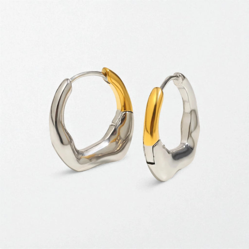 Molten Irregular Hoop Earrings - Stainless Steel - Rhea