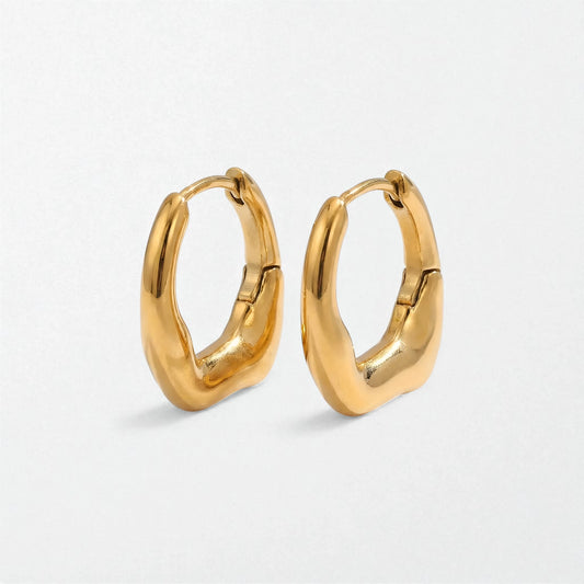 Molten Irregular Hoop Earrings - Stainless Steel - Rhea