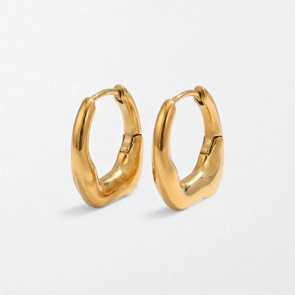 Molten Irregular Hoop Earrings - Stainless Steel - Rhea