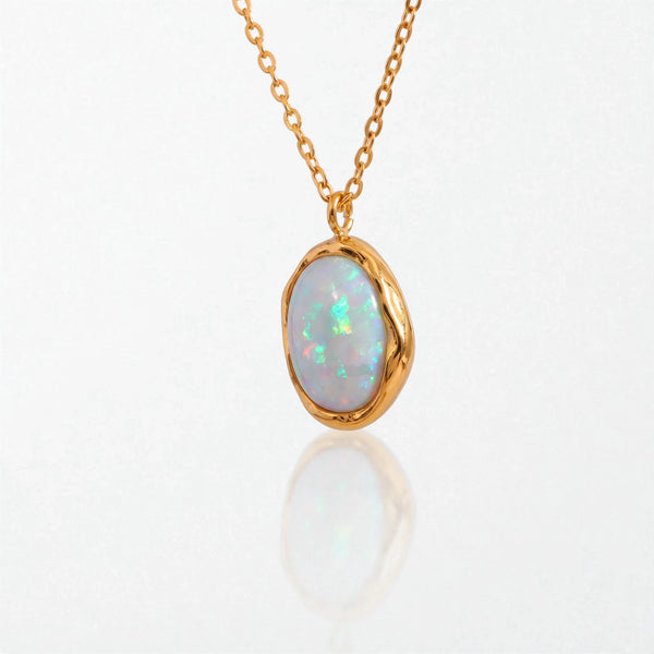 Molten Opal Pendant Necklace - Stainless Steel - Ivy