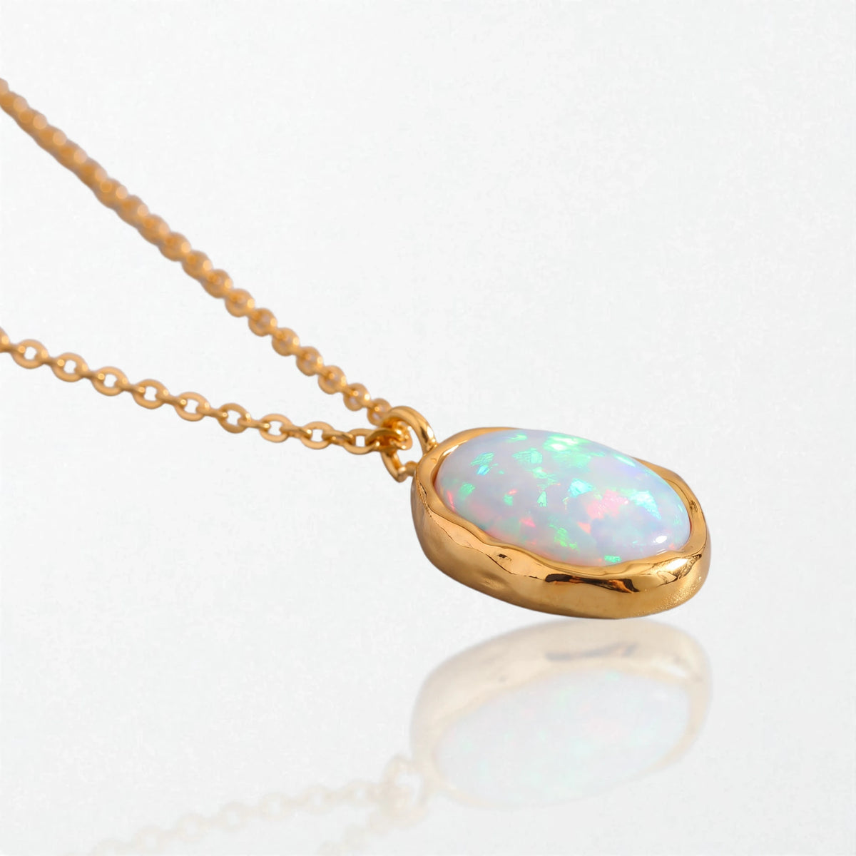 Molten Opal Pendant Necklace - Stainless Steel - Ivy