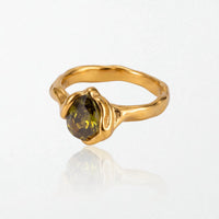 Molten Teardrop Stone Ring - Stainless Steel - Aurore