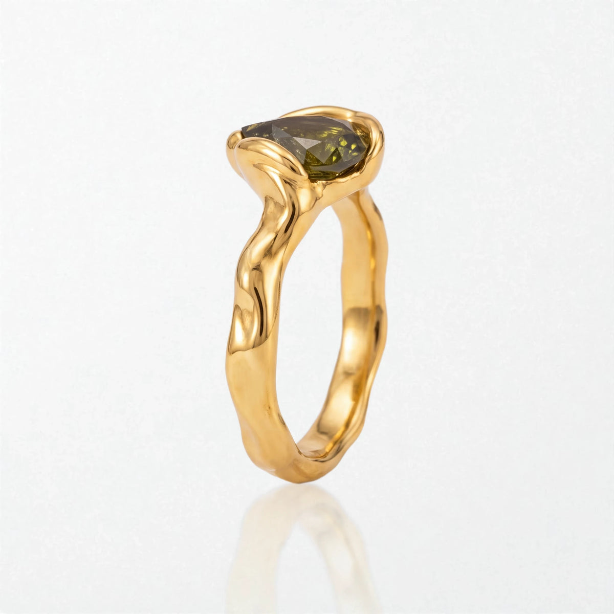 Molten Teardrop Stone Ring - Stainless Steel - Aurore