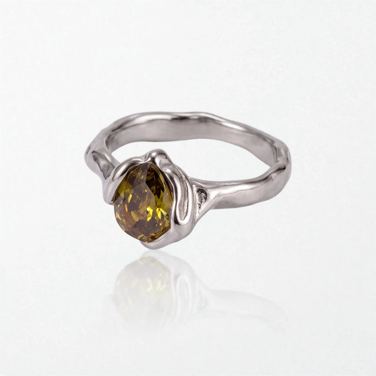Molten Teardrop Stone Ring - Stainless Steel - Aurore
