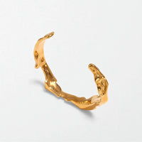 Molten Textured Open Bangle - 18K Gold Plated - Iona