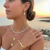 Molten Textured Open Bangle - 18K Gold Plated - Iona