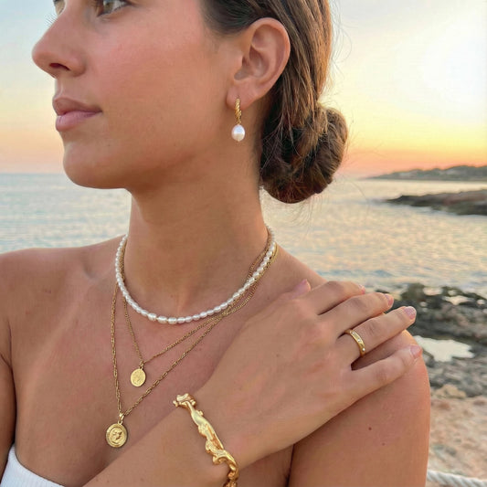 Molten Textured Open Bangle - 18K Gold Plated - Iona