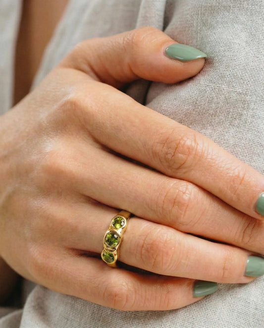 Molten Triple Stone Ring - Stainless Steel - Serafina