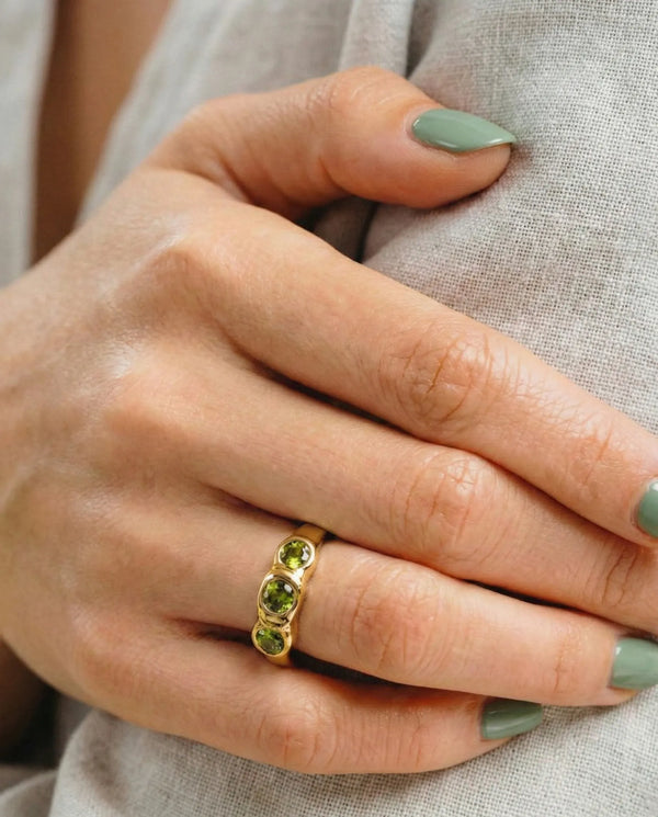 Molten Triple Stone Ring - Stainless Steel - Serafina
