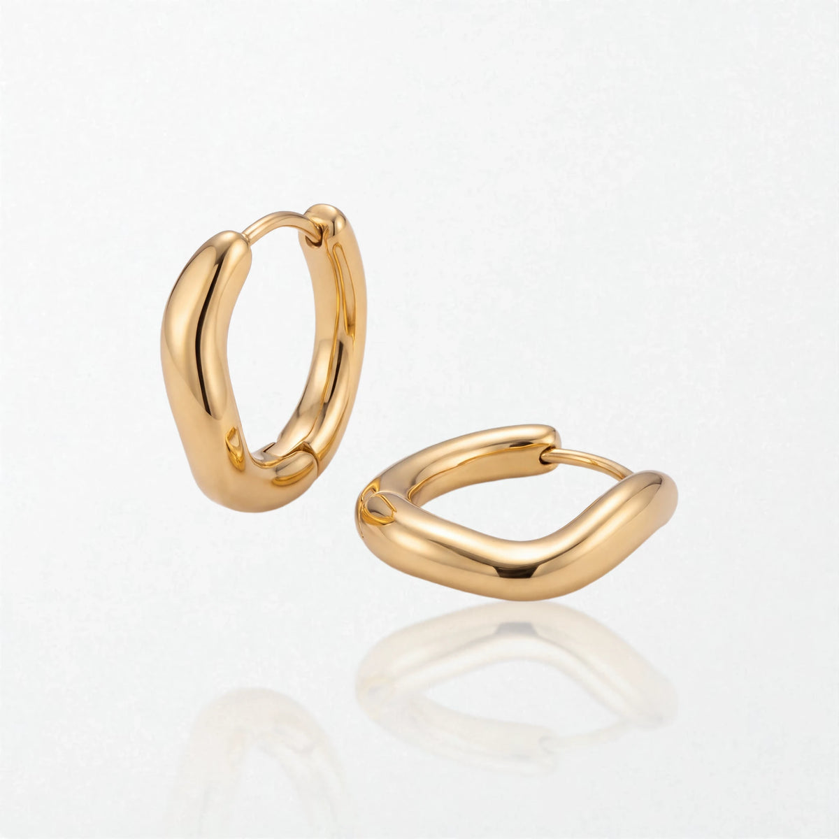 Molten Wave Huggie Hoops - Stainless Steel - Mabel