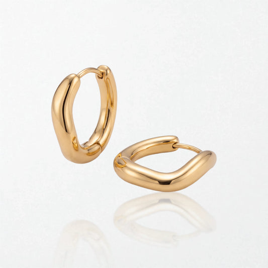 Molten Wave Huggie Hoops - Stainless Steel - Mabel