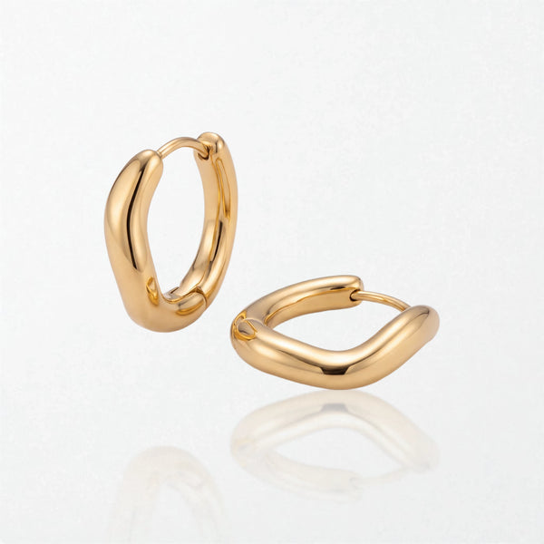 Molten Wave Huggie Hoops - Stainless Steel - Mabel