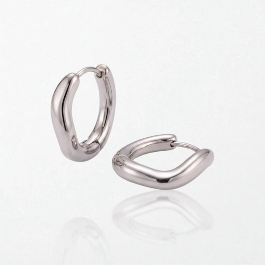 Molten Wave Huggie Hoops - Stainless Steel - Mabel