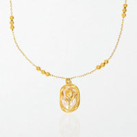 Mother of Pearl Rose Necklace - 18K Gold Plated - Rosalie