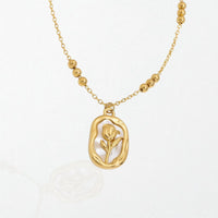 Mother of Pearl Rose Necklace - 18K Gold Plated - Rosalie