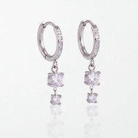 Pavé Crystal Drop Huggies - Silver - Debbie