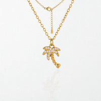 Pavé Palm Tree Necklace - 18K Gold Plated - Delphine
