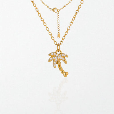 Delphine pave palm tree necklace in 18K gold finish