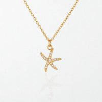 Pavé Starfish Necklace - 18K Gold Plated - Lucia