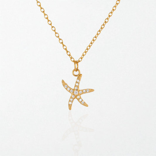 Pavé Starfish Necklace - 18K Gold Plated - Lucia