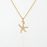 Lucia pavé starfish necklace in 18K gold-plated waterproof stainless steel, a small starfish pendant set with tiny crystals