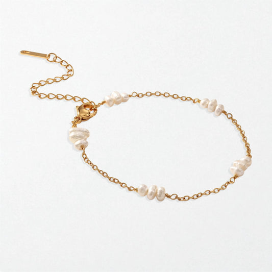 Pearl Station Bracelet - 18K Gold Plated - Eleanor