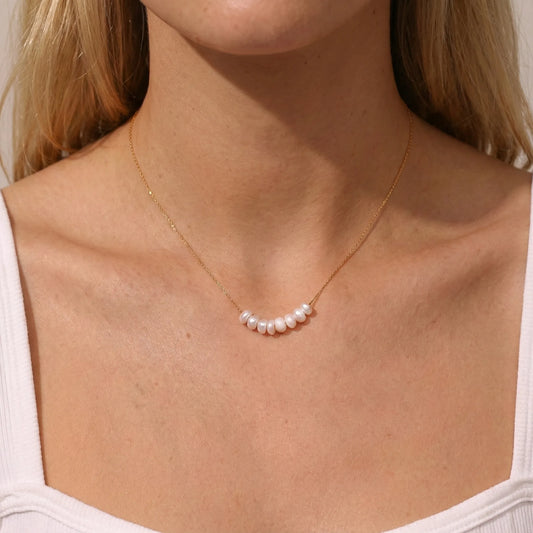 Petite Pearl Cluster Necklace - 18K Gold Plated - Astrid