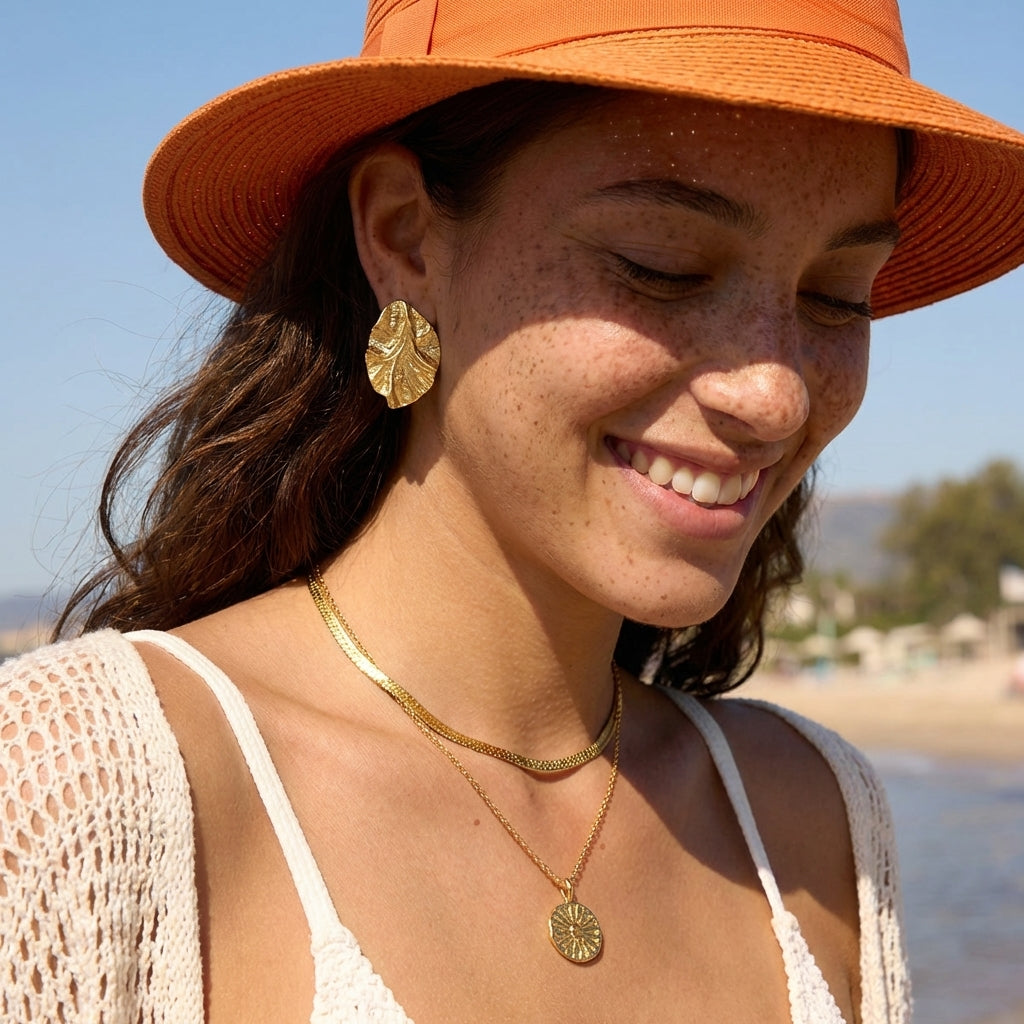 Falienne jewellery styled on a model