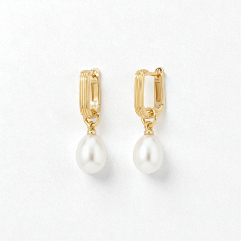 Freshwater Pearl Drop 18K Gold Plated Earrings - Amelie