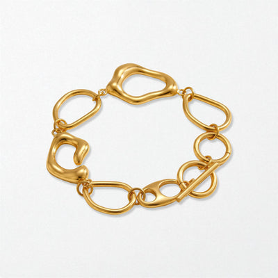 Stella sculptural abstract link bracelet in 18K gold finish