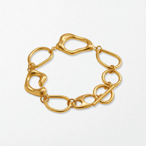 Sculptural Abstract Link Bracelet - 18K Gold Plated - Stella