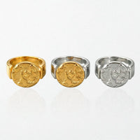 Sculptural Globe Coin Ring - Stainless Steel - Gaia