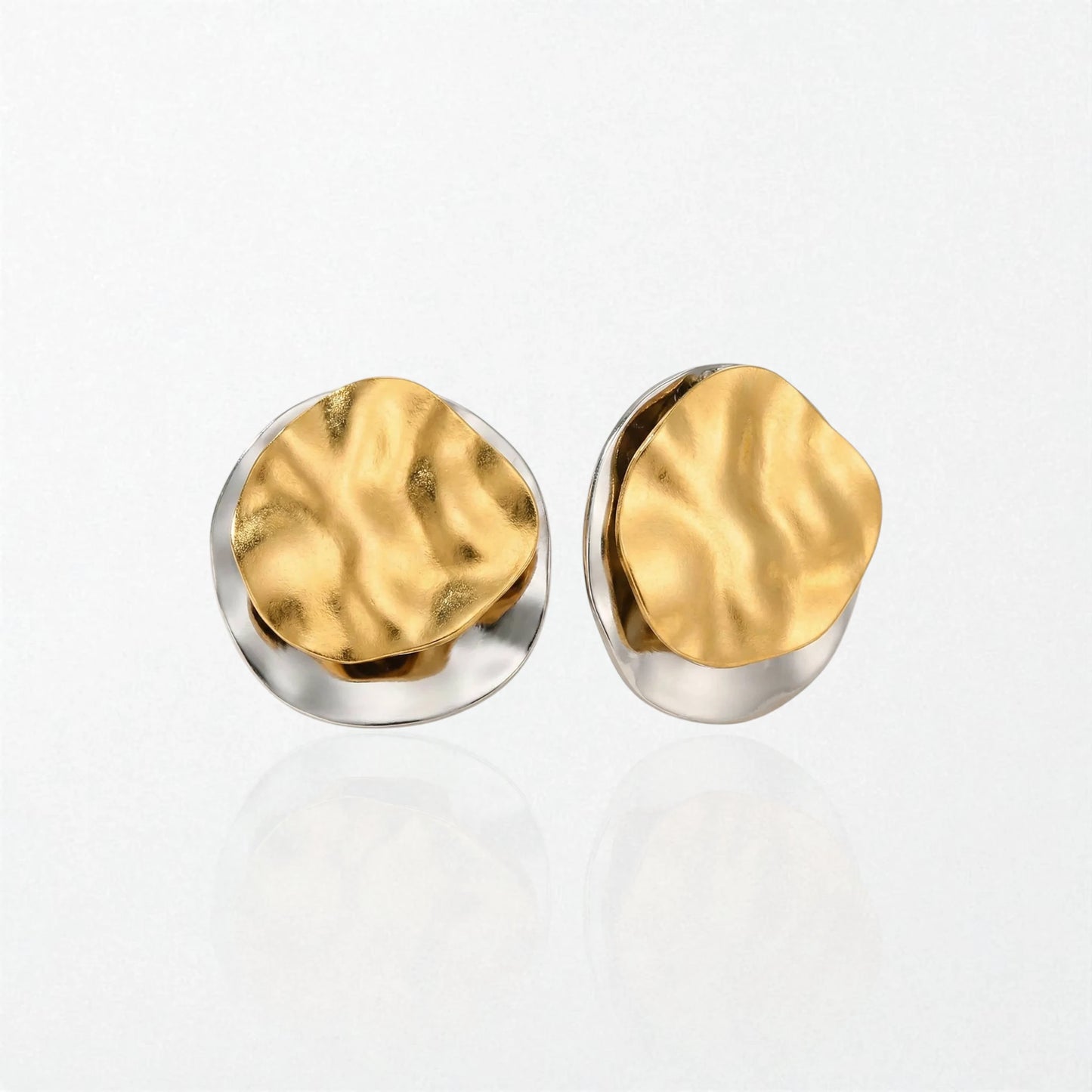 Sculptural Molten Disc Studs - Duo Tone - Petra