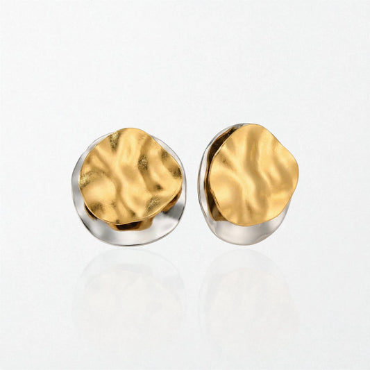 Sculptural Molten Disc Studs - Duo Tone - Petra