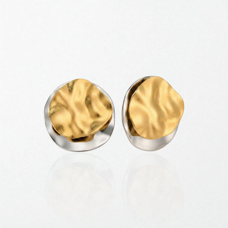 Sculptural Molten Disc Studs - Duo Tone - Petra