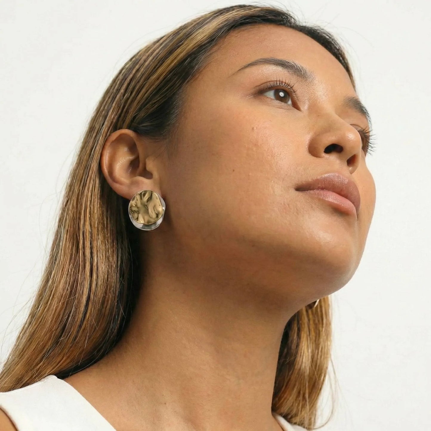 Sculptural Molten Disc Studs - Duo Tone - Petra