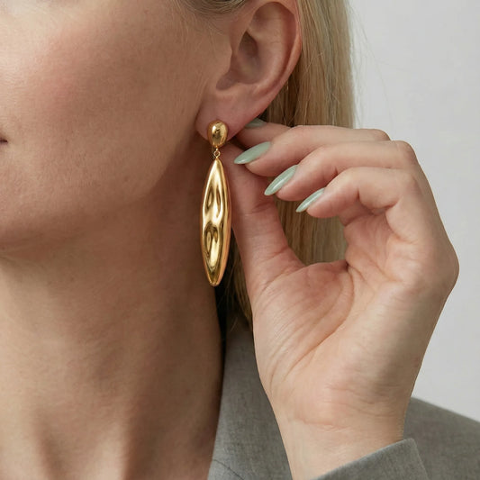 Sculptural Molten Drop Earrings - 18K Gold Plated - Linnea