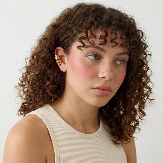 Sculptural Split Dome Ear Cuffs - 18K Gold Plated - Odette