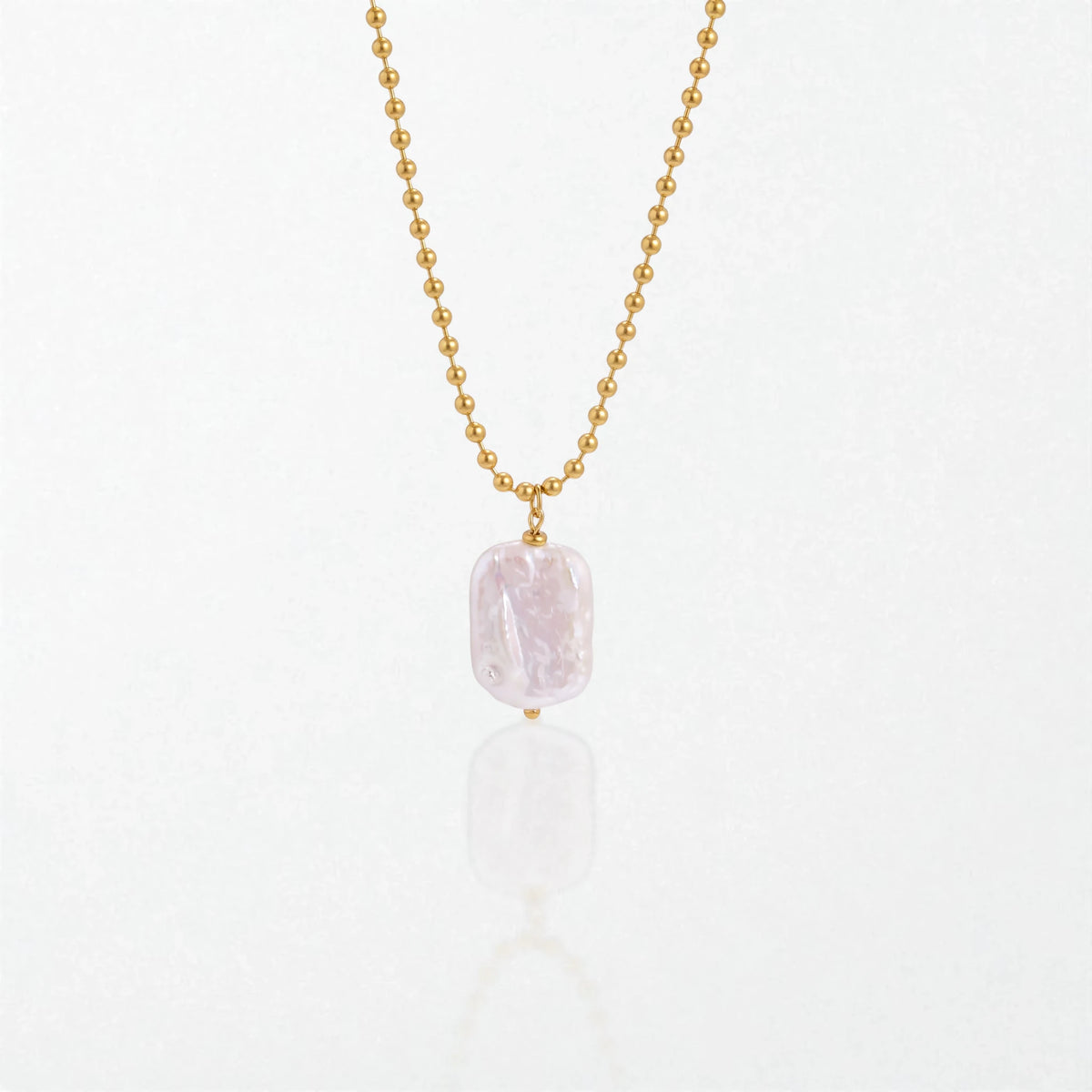 Square Pearl Pendant Necklace - 18K Gold Plated - Brooke