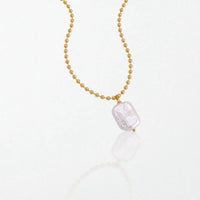 Square Pearl Pendant Necklace - 18K Gold Plated - Brooke