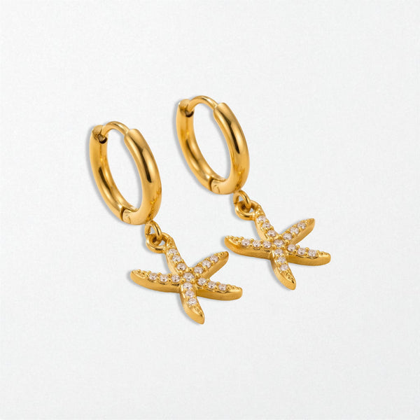 Starfish Drop Hoops - 18K Gold Plated - Lucia