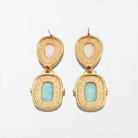 Vintage Aqua Drop Earrings - 18K Gold Plated - Calista