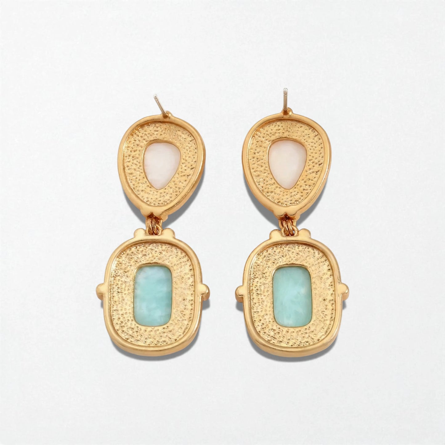 Vintage Aqua Drop Earrings - 18K Gold Plated - Calista
