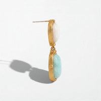 Vintage Aqua Drop Earrings - 18K Gold Plated - Calista